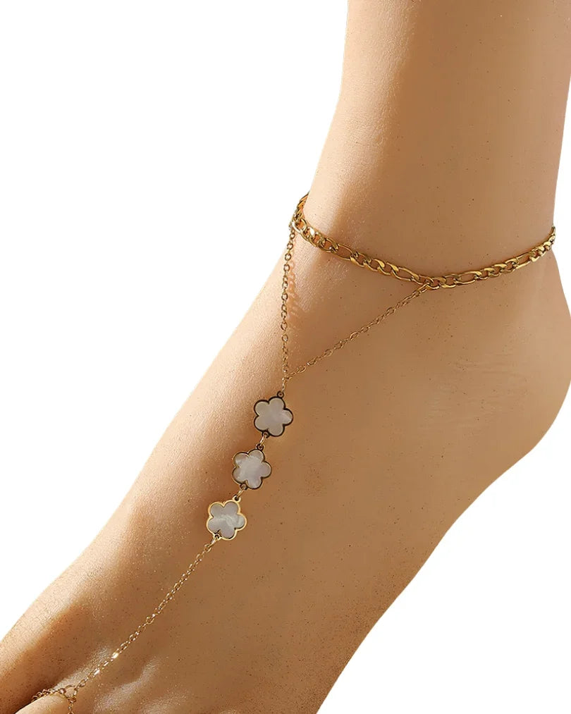 Chaîne de pied Flè à Sik blanc