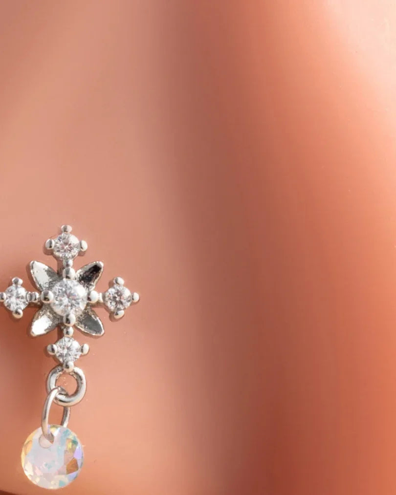 Piercing nez Strass Pendant argenté